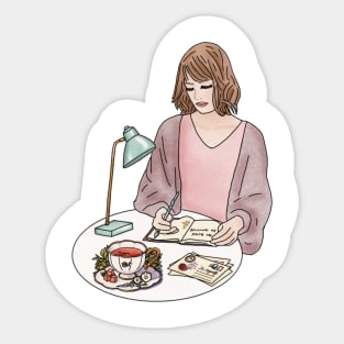 Writing girl Sticker